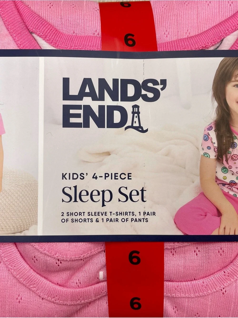 Lands’ End Kids’ 4-Piece Sleep Set (size 6 / pink)